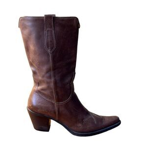 Franco Sarto Brown Leather Women's Cowboy Boots Size 7